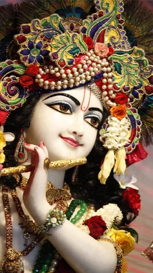 White Krishna 3d Lavish Statue Wallpaper