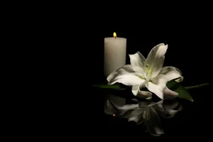 White Lily And Candle Condolence Wallpaper