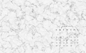 White Marble June Calendar Wallpaper