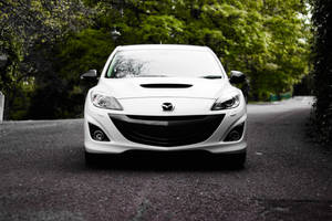 White Mazda 3 Hatchback Front Wallpaper