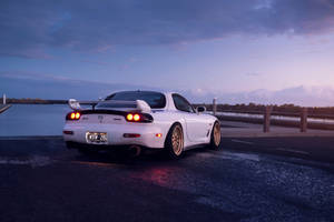 White Mazda Rx7 At Sunset Wallpaper