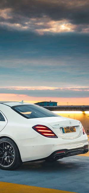 White Mercedes Benz Rear Iphone Wallpaper