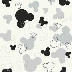 White Mickey Mouse Head Pattern Wallpaper