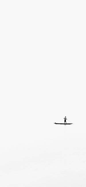 White Minimalist Standing Rowing Boat Wallpaper