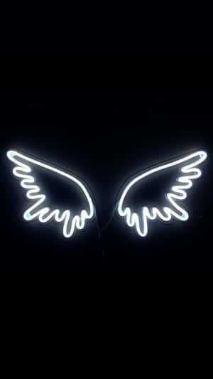 White Neon Wings Wallpaper