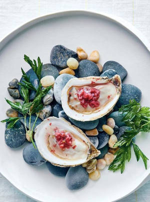 White Oysters On Stone Wallpaper