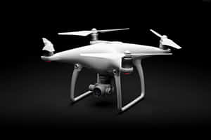 White Quadcopter Drone Black Background Wallpaper
