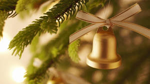 White Ribbon Christmas Bell Wallpaper