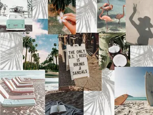 White Sand Summer Collage Wallpaper