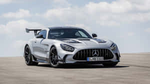 White Silver Mercedes Gts Rear View Wallpaper