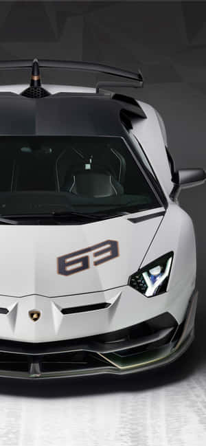 White Sports Car Lamborghini Phone Wallpaper