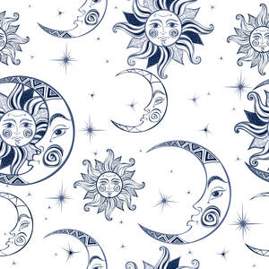 White Sun, Moon, And Stars Wallpaper