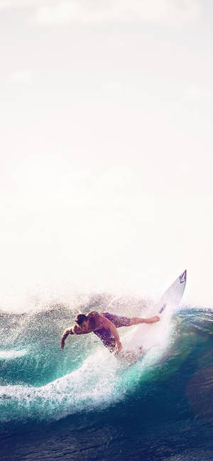 White Surfboard Riding The Waves Sports Iphone Wallpaper