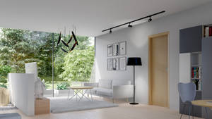 White Theme Glass Wall Living Room Wallpaper