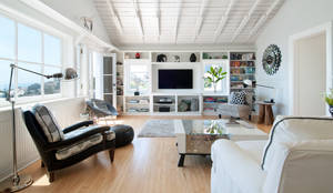 White Theme Living Room Wallpaper