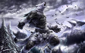 White Werewolf In Snow Wallpaper