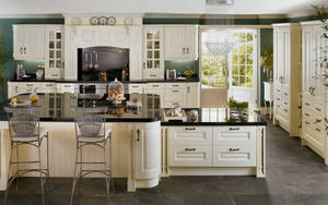 White Wooden Kitchen Design Wallpaper