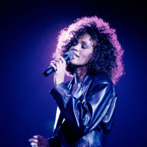Whitney Houston In Black Leather Jacket Wallpaper