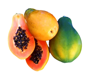 Whole And Sliced Papaya Fruits Wallpaper