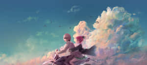Wholesome Couple Enjoying A Motorcycle Ride Wallpaper