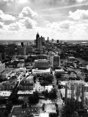 Wide B&w Atlanta Skyline Wallpaper