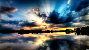 Widescreen Lake Reflecting The Sky Wallpaper
