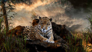 Wild Animal Leopard In The Rain Forest Wallpaper