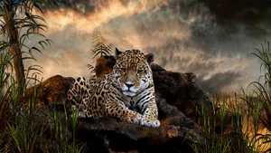 Wild Animal Leopard In The Rain Forest Wallpaper