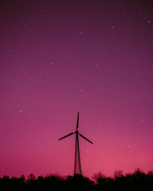 Windmill Pink Sky Mobile Wallpaper