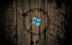 Windows Logo On A Wooden Background Wallpaper