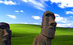 Windows Xp Bliss Moai Wallpaper