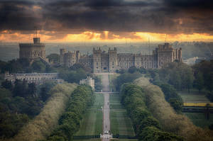 Windsor Castle Beneath Orange Sunset Sky Wallpaper