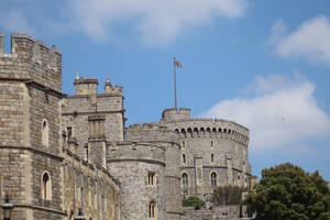 Windsor Castle With Flag Flying High Wallpaper