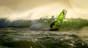 Windsurfing Green Sail Wallpaper