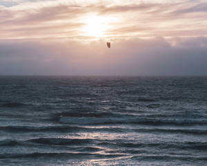 Windsurfing Parachute Sunset Wallpaper