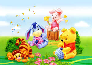 Winnie The Pooh Bonding With Friends Desktop Wallpaper