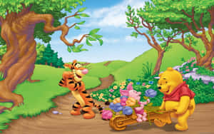 Winnie The Pooh Harvested Tulips Desktop Wallpaper