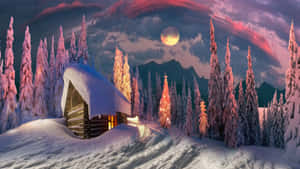 Winter Cabin For Laptop Wallpaper