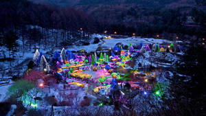 Winter Christmas Colorful Park Wallpaper
