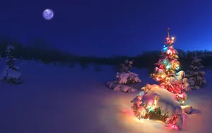 Winter Holiday Desktop With Colorful Christmas Tree Wallpaper