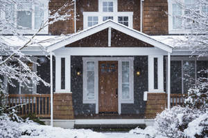 Winter House Front View Wallpaper