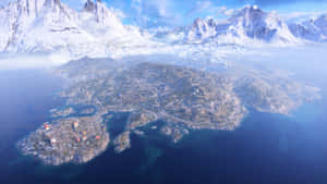 Winter_ Island_ Aerial_ View Wallpaper