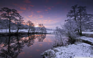 Winter Lake During Evening Wallpaper