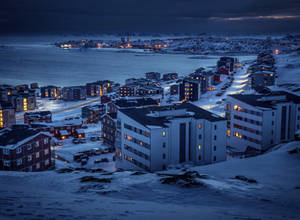 Winter Nights In Nuuk Greenland Wallpaper