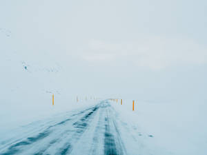Winter, Road, Snow, Minimalism, White Wallpaper