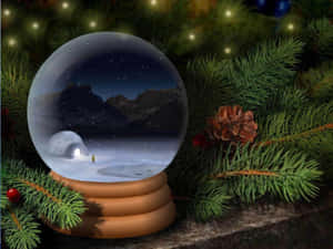 Winter Snow Globe Scene Wallpaper