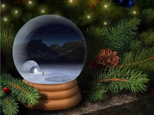 Winter Snow Globe Scene Wallpaper