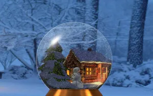 Winter Snow Globe Scene Wallpaper