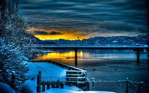 Winter Sunset On Galaxy Tablet Wallpaper