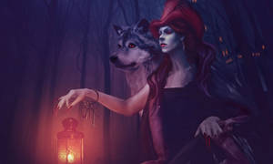 Witch And Wolf Hd Wallpaper